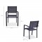 Lot de 4 fauteuils de jardin en aluminium assise textilene - 57 x 56 x 87 cm - Gris