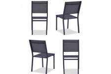 Lot de 4 chaises de jardin en aluminium assise textilene - 48 x 56 x 87 cm - Gris