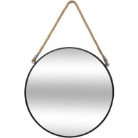 Miroir a corde Rond en métal - Noir - Ø 37 cm