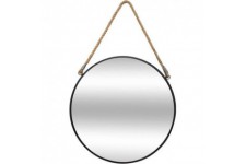 Miroir a corde Rond en métal - Noir - Ø 37 cm