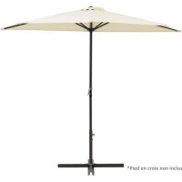 Demi-parasol - 266 x 135 x H.238 cm - Avec manivelle - Structure acier - Toile déperlante en Polyester 180g/m2 - Beige