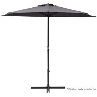 Demi-parasol - 266 x 135 x H.238 cm - Avec manivelle - Structure acier - Toile déperlante en Polyester 180g/m2 - Gris