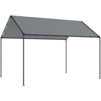 Tonnelle de jardin Hector en acier avec toit en toile grise - L296 x P400 X H201/286 cm
