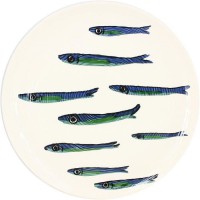 NOVASTYL - Ocean - Lot de 6 Assiettes plates - Ø27 cm - Faience - Blanc et bleu