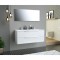 Ensemble Meuble salle de bain L 120 - Vasque + 2 tiroirs + miroir - Blanc - ZOOM