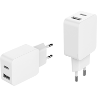 Double Chargeur maison USB A+C 5.4A (2.4+3A) IC Smart Blanc Bigben
