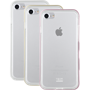 Lot de 3 : 3X bumpers Colorblock rose, doré et blanc pour iPhone 6/6S/7/8