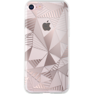 Coque semi-rigide transparente triangles rose doré pour iPhone SE (2020)/8/7