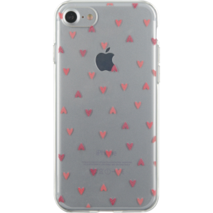 Coque semi-rigide transparente petits coeurs rouges pour iPhone SE (2020)/8/7