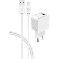 Chargeur maison rapide et intelligent 3A + Câble USB A/USB C 1,2 m Blanc Bigben