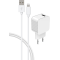 Chargeur maison rapide et intelligent 2.4A + Câble USB A/Lightning 1,2 m Blanc Bigben