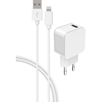 Chargeur maison rapide et intelligent 2.4A + Câble USB A/Lightning 1,2 m Blanc Bigben