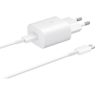 Chargeur maison 25W Power Delivery + Câble USB C/USB C Blanc Samsung