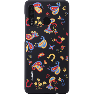 Coque semi-rigide noire florale Huawei pour P30 Lite
