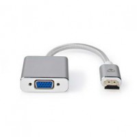 Adaptateur VGA HDMI™ Connecteur VGA Femelle 15p Plaqué or Droit Aluminium Argent