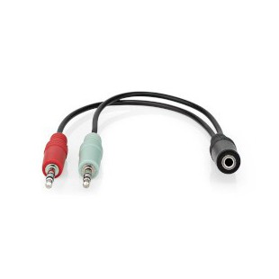 Câble audio stéréo 3.5 mm Femelle 2x 3,5mm Mâle Plaqué or 0.12 m Rond Noir