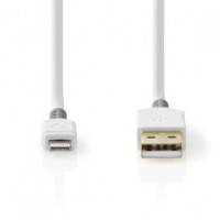 Lightning Câble USB 2.0 Apple Lightning à 8 broches USB-A Mâle 480 Mbps Plaqué or 3.00 m Rond PVC Blanc / Gris