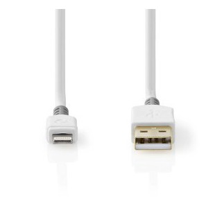 Lightning Câble USB 2.0 Apple Lightning à 8 broches USB-A Mâle 480 Mbps Plaqué or 3.00 m Rond PVC Blanc / Gris