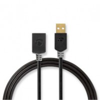 Câble USB USB 2.0 USB-A Mâle USB-A Femelle 480 Mbps Plaqué or 3.00 m Rond PVC Anthracite