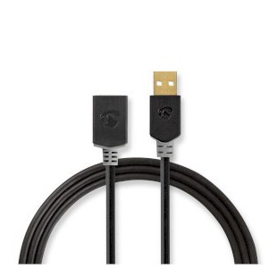 Câble USB USB 2.0 USB-A Mâle USB-A Femelle 480 Mbps Plaqué or 3.00 m Rond PVC Anthracite