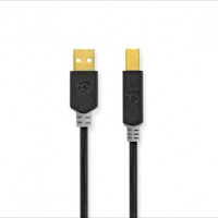 Câble USB USB 2.0 USB-A Mâle USB-B Mâle 480 Mbps Plaqué or 1.00 m Rond PVC Anthracite