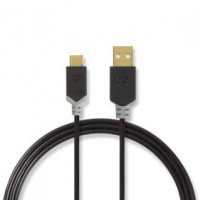 Câble USB USB 2.0 USB-A Mâle USB-C™ Mâle 480 Mbps Plaqué or 2.00 m Rond PVC Anthracite