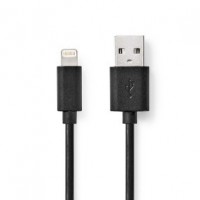 Lightning Câble USB 2.0 Apple Lightning à 8 broches USB-A Mâle 480 Mbps Plaqué nickel 2.00 m Rond PVC Noir