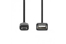 Adaptateur Micro-B USB USB 2.0 USB Micro-B mâle USB-A Femelle 480 Mbps 0.20 m Rond Plaqué nickel PVC Noir