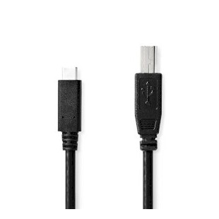 Câble USB USB 2.0 USB-C™ Mâle USB-B Mâle 480 Mbps Plaqué nickel 2.00 m Rond PVC Noir