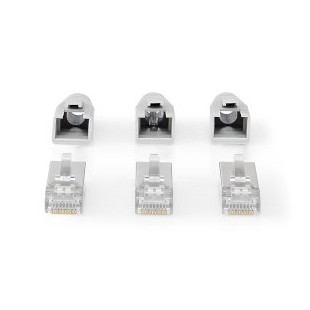 Connecteur RJ45 RJ45 Pass Through FTP solide/toroné CAT6a Droit Plaqué or 10 pièces PVC Gris