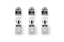 Connecteur RJ45 RJ45 Pass Through FTP solide/toroné CAT7 Droit Plaqué or 10 pièces PVC Gris