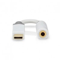 Adaptateur USB USB 2.0 USB-C™ Mâle 3.5 mm Femelle 0.10 m Rond Plaqué or PVC Blanc