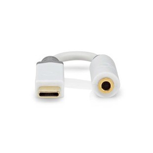 Adaptateur USB USB 2.0 USB-C™ Mâle 3.5 mm Femelle 0.10 m Rond Plaqué or PVC Blanc