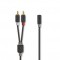 Câble audio stéréo 2x RCA Male 3.5 mm Femelle Plaqué or 1.00 m Rond Anthracite