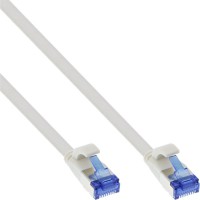 Câble de patch plat Inline®, U / FTP, Cat.6a, TPE sans halogène, blanc, 0,25m