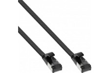 Câble de patch plat Inline®, U / FTP, Cat.8.1, TPE sans halogène, noir, 0,25m