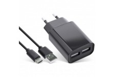 Inline® USB Duo + Set, Adaptateur d'alimentation 2 Port + Câble USB Type-C, 100-240VAC à 5V / 2.1A noir