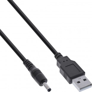 Câble adaptateur d'alimentation USB INLINE® USB, USB A Male Plug To DC Plug 3,5x1,35 mm, noir, 2M