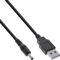 Câble adaptateur d'alimentation USB INLINE® USB, USB A Male Plug To DC Plug 3,5x1,35 mm, noir, 3M