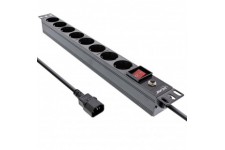 Strip en ligne de socket 19 ", 8 voies CEE7 / 7, fiche C14, protection contre les surcharges