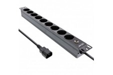 Strip de socket Inline® 19 ", contact protecteur à 9 voies, bougie C14, protection contre les surcharges