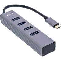 HUB INLINE® USB 3.2 Gen.1 Type C (4x USB-A 5 Gbps), OTG, boîtier en métal