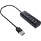 HUB INLINE® USB 2.0 à 4 ports, mâle de type A à 4x Femelle de type A, noir, 30 cm, conception mince