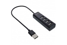 HUB INLINE® USB 2.0 à 4 ports, mâle de type A à 4x Femelle de type A, noir, 30 cm, conception mince