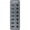HUB INLINE® USB 3.2 Gen.1, 7 ports, avec commutateur, aluminium, gris, avec unité d'alimentation