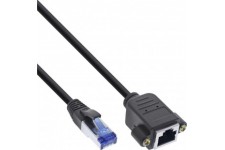 Extension intégrée du câble de patch Inline®, S / FTP (PIMF), cat.6a, sans halogène, cuivre, noir, 1M