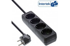 Inline® Power Strip Type F allemand 4 port + Lock de sécurité enfant Black 3M