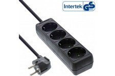 Inline® Power Strip Type F allemand 4 port + Lock de sécurité enfant Black 3M