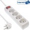 Type de bande d'alimentation Inline® Fle allemand 4 port avec commutateur + verrouillage de sécurité pour enfants blanc 3M