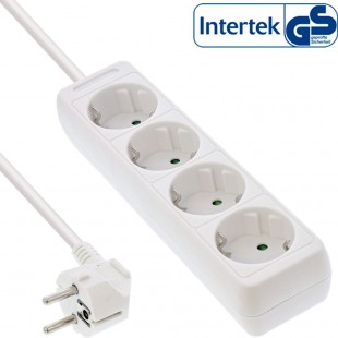 Inline® Power Strip Type F allemand 4 port + Lock de sécurité enfant blanc 5m